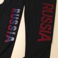 Бриджи из микрофибры надпись из страз RUSSIA (трехцветная)